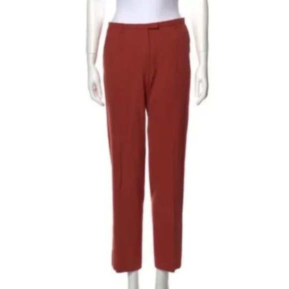 Balenciaga Straight Leg Dress Pants Sz 2 Rusted Orange Mid-Rise Trousers - Picture 1 of 10
